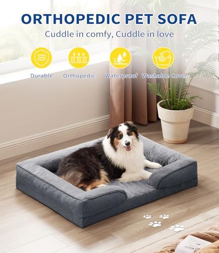 Orthopedic dog bed — large size, full angle view